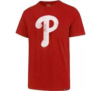 MLB Men's Distressed Mentions Match Team Color Primary Logo Word Mark T-Shirt (Large Philadelphia Phillies Rouge)