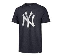 MLB Men's Distressed Mentions Match Team Color Primary Logo Word Mark T-Shirt (New York Yankees Navy Medium)