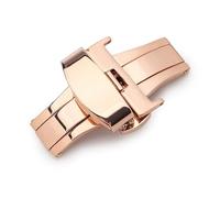 MLBEIU T02 Boucle papillon automatique à double clic pour montre Fermoir déploiement à bouton poussoir Argenté 12-24 mm (or rose, 10 mm)