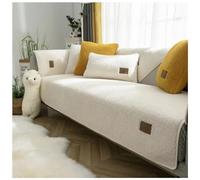 MLCYYJS Housse de canapé épaisse et pelucheuse en polaire sherpa, antidérapante, en peluche épaisse et épaisse pour meubles, canapé (beige, 110 x 210 cm)