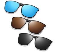 Mlczwt HaploS Clip de lunettes de soleil polarisées 3 couleurs pour porteurs de lunettes, protection UV400, lunettes de soleil à clipser pour homme et femme, plein air, conduite, pêche (gris + marron