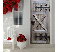 MLDFS Sticker Porte Trompe l'oeil Effect 3D Intérieure Muraux PVC Stickers pour Décoration Mur Salon Cuisine Chambre Salle de Bain Papier Peint (77x200cm, Porte en bois)