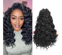 MLETUILPS Pre Looped Ocean Wave Crochet Hair 8 Packs Boho Curly Crochet Hair Short Ocean Braids Pre Twisted Synthetic Deep Wavy Crochets Braids for Women (1B#, 14 inch)