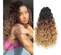 MLETUILPS Pre Looped Ocean Wave Crochet Hair 8 Packs Boho Curly Crochet Hair Short Ocean Braids Pre Twisted Synthetic Deep Wavy Crochets Braids for Women (1B/30/27#, 14 inch)