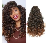 MLETUILPS Pre Looped Ocean Wave Crochet Hair 8 Packs Boho Curly Crochet Hair Short Ocean Braids Pre Twisted Synthetic Deep Wavy Crochets Braids for Women (T30#, 14 inch)