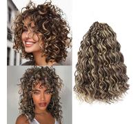 MLETUILPS Pre Looped Ocean Wave Crochet Hair 8 Packs Boho Curly Crochet Hair Short Ocean Braids Pre Twisted Synthetic Deep Wavy Crochets Braids for Women (4H27#, 10 inch)