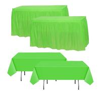 MLETULIPS 4 Pcs Plastic Table Skirts and Stain Proof Table Cloths 54 x 108 in Plastic Tablecloth Multi Pack 168 x 29 in Table Skirts Disposable for Wedding Birthday Easter Party (Apple Green)