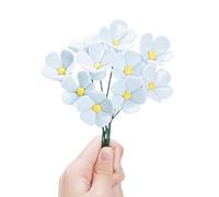 MLETULIPS Ceramic Flowers Bouquest Artificial Flower Daisy Handmade Ceramic Flowers Simulated Bouquet Floral Decorations Creative Gifts for Floral Arrangements Home Decor (Blue Daisies-10 Stems)