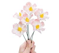 MLETULIPS Ceramic Flowers Bouquest Artificial Flower Handmade Ceramic Flowers Simulated Bouquet Floral Decorations Creative Gifts for Floral Arrangements Home Decor (Pink, Hibiscus-6 Stems)
