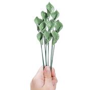 MLETULIPS Ceramic Flowers Bouquest Artificial Flower Handmade Ceramic Flowers Simulated Bouquet Floral Decorations Creative Gifts for Floral Arrangements Home Decor (Green, Small leaves-10 Stems)