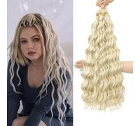 MLETULIPS Curly Crochet Braiding Hair Extensions Deep Wave Braiding Hair Ocean Wave Crochet Cheveux Soft Synthetic Bohemian Curly Water Ondulés Crochets Braids for Women (613#, 20 inch/3 pack)