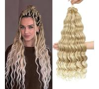 MLETULIPS Curly Crochet Braiding Hair Extensions Deep Wave Braiding Hair Ocean Wave Crochet Cheveux Soft Synthetic Bohemian Curly Water Ondulés Crochets Braids for Women (T27/613#, 20 inch/3 pack)