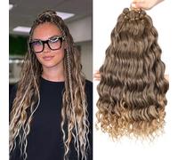 MLETULIPS Curly Crochet Braiding Hair Extensions Deep Wave Braiding Hair Ocean Wave Crochet Cheveux Soft Synthetic Bohemian Curly Water Ondulés Crochets Braids for Women (T4/27#, 20 inch/6 pack)