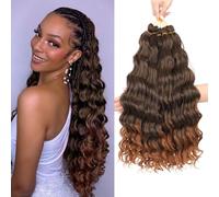 MLETULIPS Curly Crochet Braiding Hair Extensions Deep Wave Braiding Hair Ocean Wave Crochet Cheveux Soft Synthetic Bohemian Curly Water Ondulés Crochets Braids for Women (T30#, 20 inch/6 pack)