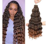 MLETULIPS Curly Crochet Braiding Hair Extensions Deep Wave Braiding Hair Ocean Wave Crochet Cheveux Soft Synthetic Bohemian Curly Water Ondulés Crochets Braids for Women (T30#, 20 inch/3 pack)