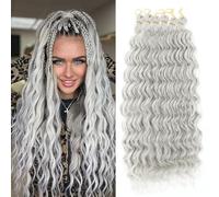 MLETULIPS Curly Crochet Braiding Hair Extensions Deep Wave Braiding Hair Ocean Wave Crochet Cheveux Soft Synthetic Bohemian Curly Water Ondulés Crochets Braids for Women (56C#, 20 inch/6 pack)