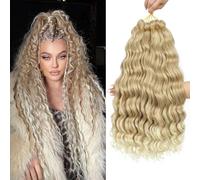 MLETULIPS Curly Crochet Braiding Hair Extensions Deep Wave Braiding Hair Ocean Wave Crochet Cheveux Soft Synthetic Bohemian Curly Water Ondulés Crochets Braids for Women (T27/613#, 20 inch/6 pack)