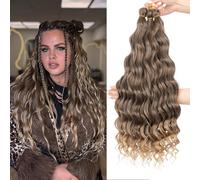 MLETULIPS Curly Crochet Braiding Hair Extensions Deep Wave Braiding Hair Ocean Wave Crochet Cheveux Soft Synthetic Bohemian Curly Water Ondulés Crochets Braids for Women (T4/27#, 20 inch/3 pack)