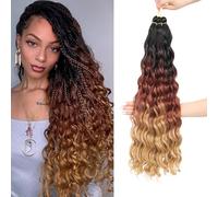 MLETULIPS Curly Crochet Braiding Hair Extensions Deep Wave Braiding Hair Ocean Wave Crochet Cheveux Soft Synthetic Bohemian Curly Water Ondulés Crochets Braids for Women (1B/30/27#, 20 inch/3 pack)