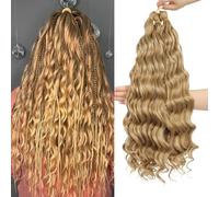 MLETULIPS Curly Crochet Braiding Hair Extensions Deep Wave Braiding Hair Ocean Wave Crochet Cheveux Soft Synthetic Bohemian Curly Water Ondulés Crochets Braids for Women (27#, 20 inch/3 pack)