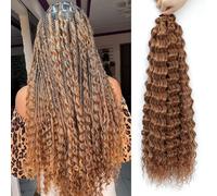 MLETULIPS Ocean Wave cheveux Hair Extensions Deep Wave Braiding Crochet Hair Soft Synthetic Curly Braiding Crochet Hair for Black Women (30#, 22 inch (pack of 6）)