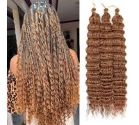 MLETULIPS Ocean Wave cheveux Hair Extensions Deep Wave Braiding Crochet Hair Soft Synthetic Curly Braiding Crochet Hair for Black Women (22 inch (pack of 3）, 30#)