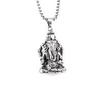 MLGFS Collier, Chaîne Ganesha bohème spirituelle - Vintage en Acier Titane, Dieu éléphant