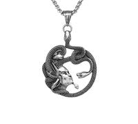 MLGFS Collier, Collier Méduse Gorgone de la mythologie Grecque - Acier Inoxydable Style Punk Vintage Serpent Complexe(Silver)