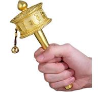 MLGFS Prayer Wheel, Moulin à prières tibétain en cuivre, Moulin portatif Rotatif for la méditation(Gold,L)