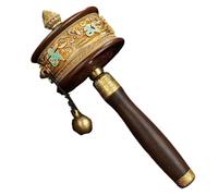 MLGFS Prayer Wheel, Moulin à prières tibétain portatif, Manche en cuivre et Palissandre, 23 x 8,5 cm