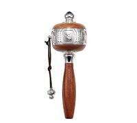 MLGFS Prayer Wheel, Roue de prière Bouddhiste tibétaine à Main avec 6 caractères vérité Multicolore(Silver)