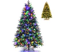 MLGFS Sapins de Noël, Décoration Festive avec Changement de Couleur Bicolore, 11 Modes clignotement, Pommes pin et Baies Rouges(5FT)