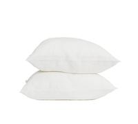 MLH MY LINEN HOME - Taie Oreiller 80x80 Blanc Uni Lot de 2 | Lin 100% Hypoallergénique, Thermorégulation et Respirante | Fermeture à Revers | Convient à Toutes Les Saisons