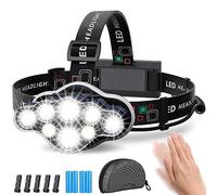 MLIAIMCE Lampe Frontale,Torche Frontale 18000 Lumens 8 LED 8 Modes d'éclairage,Lampe Frontale LED Ultra Puissante Rechargeable USB 90° Réglable Étanche et Léger Pour Pêche,Camping,Lecture,Randonnée