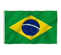 MLIAN Drapeau Brésil 150x90cm - Grand Drapeau Brésilien Flag Polyester Passe-Fils en Laiton