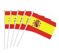 MLIAN Drapeau de Bâton de Espagne 25 Pcs Petit Drapeau Espagnol Tenu dans la Main Mini Flag 14 * 21CM
