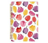Mlife Carnet A5 À Spirales, Bloc-Notes - 160 Pages, Papier 100 G/M² Résistant À L'encre, Couverture Rigide Avec Pochettes, Élastique Pour Agenda Et Bullet Journal Adulte (Tulipes)