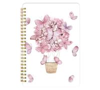 Mlife Carnet A5 À Spirales, Bloc-Notes - 160 Pages, Papier 100 G/M² Résistant À L'encre, Couverture Rigide Avec Pochettes, Élastique Pour Agenda Et Bullet Journal Adulte (Papillon Rose)