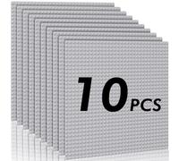 Mlikero 10 Classic Plaque de Base, Grande Plaque de Construction 10" x 10", Compatibles avec Les Grandes Marques et Les Tables D'activités, pour Les Bâtisseurs de Âge 3+ (Gris)