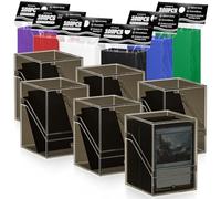 Mlikero 6 Deck Boxes Noires avec 600 Sleeves Cartes de Différentes Couleurs,Boîtes de Rangement avec Sleeves sont Parfaites pour les Collectionneurs et Joueurs de Cartes