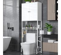 Mlinavn Armoire de rangement pour toilettes - Organiseur de salle de bain à 2 portes, étagère autonome peu encombrante avec protection de l'intimité, armoire de toilette résistante à l'eau pour