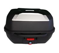 Mlink Top Case Moto 47L Coffre Universel Amovible avec Serrure Dossier Lombaire ABS Noir Mat Détails Argentés