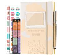 Mljtoyo Agenda académique journalier 2025-2026, format A5, juillet 2025-juin 2026, avec cadre photo, stylo, onglets calendrier, autocollants, 3 signets, poche arrière, papier épais (jaune)