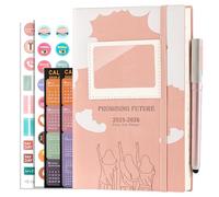 Mljtoyo Agenda académique journalier 2025-2026, page par jour, format A5, de juillet 2025 à juin 2026, doux au toucher, avec cadre photo, stylo, autocollants, 3 signets, poche arrière (rose)