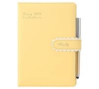 MLjtoyo Agenda journalier 2025, format A5, jour par page, de janvier 2025 à décembre 2025, planificateur mensuel avec onglets mensuels, autocollants, stylo, poche arrière (jaune, A5)