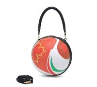 Mllepjdh À main rond à fermeture éclair avec styles sur le thème du football, poignée supérieure et longue sangle pour le shopping, les déplacements et les réunions décontractées