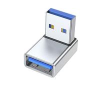 Mllepjdh Adaptateur USB mâle vers femelle à 90 degrés USB 3.0 mâle vers femelle pour ordinateur portable, PC, adaptateur USB 3.0, connecteur coupleur mâle vers femelle, argent
