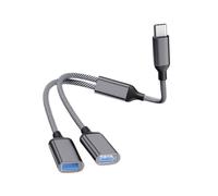Mllepjdh Adaptateur USB OTG vers 2 USB OTG Câble répartiteur USB 2.0 Hub d'extension de données Câble tressé USB Lecteur de cartes Hub