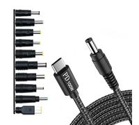 Mllepjdh Câble de charge d'énergie USB C vers DC5521, 10 embouts, 5, 5 x 2, 1 mm, 200 cm, pour appareils photo et équipements auditifs, convertisseur de source d'alimentation de type C
