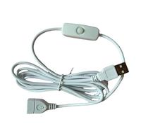 Mllepjdh Câble d'extension USB avec interrupteur 2 m mâle vers femelle pour transmission de données et alimentation pour casques USB, câble d'extension USB, blanc